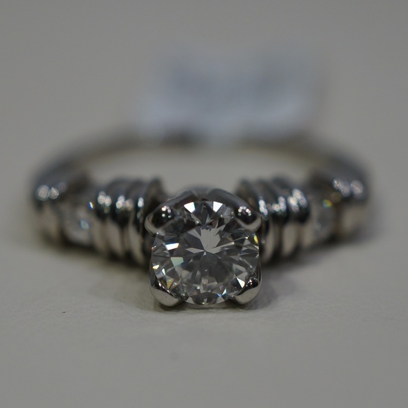 Platinum Genuine Diamond Engagement Ring - Picture 3 of 5